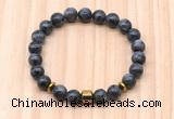 CGB8880 8mm, 10mm black labradorite, drum & rondelle hematite beaded bracelets