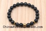 CGB8882 8mm, 10mm black obsidian, drum & rondelle hematite beaded bracelets