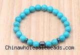CGB8886 8mm, 10mm turquoise, drum & rondelle hematite beaded bracelets