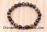 CGB8888 8mm, 10mm colorful tiger eye, drum & rondelle hematite beaded bracelets