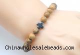 CGB8900 8mm, 10mm picture jasper & cross hematite power beads bracelets