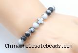 CGB8904 8mm, 10mm black & white jasper & cross hematite power beads bracelets