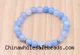 CGB8921 8mm, 10mm blue agate, cross & rondelle hematite beaded bracelets
