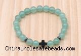 CGB8923 8mm, 10mm green aventurine, cross & rondelle hematite beaded bracelets