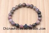 CGB8936 8mm, 10mm rhodonite, cross & rondelle hematite beaded bracelets