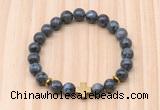 CGB8940 8mm, 10mm black labradorite, cross & rondelle hematite beaded bracelets