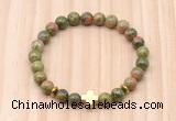 CGB8947 8mm, 10mm unakite, cross & rondelle hematite beaded bracelets