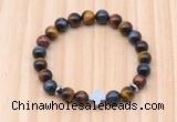 CGB8948 8mm, 10mm colorful tiger eye, cross & rondelle hematite beaded bracelets