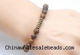 CGB8959 8mm, 10mm elephant skin jasper & rondelle hematite beaded bracelets