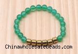 CGB8982 8mm, 10mm green agate & drum hematite beaded bracelets