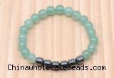 CGB8983 8mm, 10mm green aventurine & drum hematite beaded bracelets