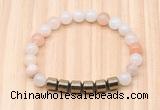 CGB8984 8mm, 10mm pink aventurine & drum hematite beaded bracelets