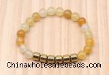 CGB8985 8mm, 10mm yellow aventurine & drum hematite beaded bracelets