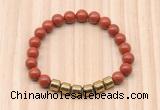 CGB8987 8mm, 10mm red jasper & drum hematite beaded bracelets