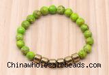 CGB8993 8mm, 10mm green sea sediment jasper & drum hematite beaded bracelets
