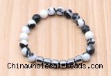 CGB8994 8mm, 10mm black & white jasper & drum hematite beaded bracelets