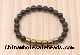 CGB9003 8mm, 10mm smoky quartz & drum hematite beaded bracelets