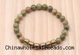 CGB9007 8mm, 10mm unakite & drum hematite beaded bracelets