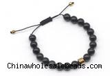 CGB9041 8mm, 10mm golden obsidian & drum hematite adjustable bracelets