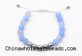 CGB9061 8mm, 10mm blue agate & drum hematite adjustable bracelets