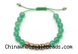 CGB9062 8mm, 10mm green agate & drum hematite adjustable bracelets