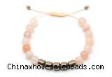 CGB9064 8mm, 10mm pink aventurine & drum hematite adjustable bracelets