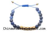 CGB9085 8mm, 10mm sodalite & drum hematite adjustable bracelets