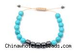 CGB9086 8mm, 10mm turquoise & drum hematite adjustable bracelets