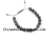 CGB9118 8mm, 10mm grey opal & rondelle hematite adjustable bracelets