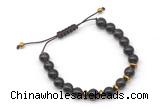 CGB9123 8mm, 10mm smoky quartz & rondelle hematite adjustable bracelets