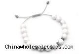 CGB9130 8mm, 10mm white howlite & rondelle hematite adjustable bracelets