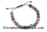 CGB9156 8mm, 10mm rhodonite & cross hematite adjustable bracelets