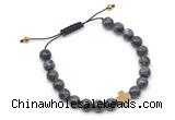 CGB9160 8mm, 10mm black labradorite & cross hematite adjustable bracelets