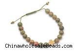 CGB9167 8mm, 10mm unakite & cross hematite adjustable bracelets