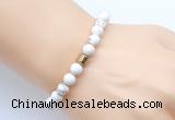 CGB9236 8mm, 10mm white howlite & drum hematite power beads bracelets