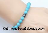 CGB9237 8mm, 10mm blue howlite & drum hematite power beads bracelets