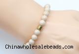 CGB9245 8mm, 10mm white fossil jasper & drum hematite power beads bracelets