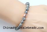 CGB9252 8mm, 10mm dalmatian jasper & drum hematite power beads bracelets