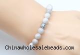 CGB9263 8mm, 10mm white crazy lace agate & drum hematite power beads bracelets
