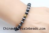 CGB9270 8mm, 10mm Tibetan agate & drum hematite power beads bracelets