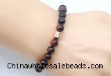 CGB9277 8mm, 10mm red tiger eye & drum hematite power beads bracelets