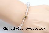 CGB9285 8mm, 10mm white crystal & drum hematite power beads bracelets