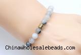 CGB9288 8mm, 10mm black rutilated quartz & drum hematite power beads bracelets