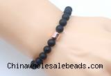 CGB9316 8mm, 10mm matte black agate & drum hematite power beads bracelets