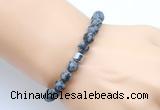 CGB9317 8mm, 10mm matte snowflake obsidian & drum hematite power beads bracelets