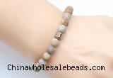 CGB9318 8mm, 10mm matte fossil coral & drum hematite power beads bracelets