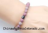 CGB9326 8mm, 10mm matte pink wooden jasper & drum hematite power beads bracelets