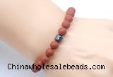 CGB9327 8mm, 10mm matte red jasper & drum hematite power beads bracelets