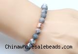 CGB9330 8mm, 10mm matte pink zebra jasper & drum hematite power beads bracelets