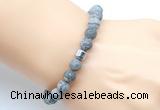 CGB9332 8mm, 10mm matte grey picture jasper & drum hematite power beads bracelets